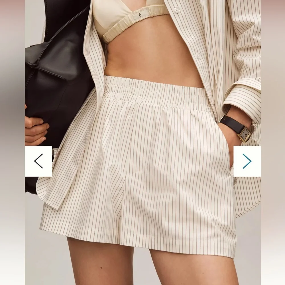NWT Good American X Anthropologie Striped Boxer Shorts - Picture 3 of 9